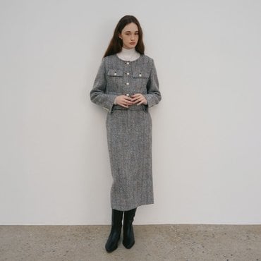 뮤제 SOPHIA Tweed Wool Long Skirt_Black