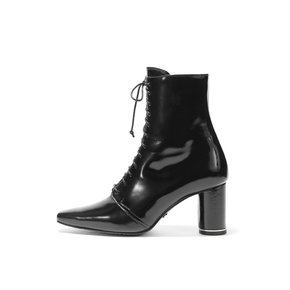 Glossy Lace-Up Boots_Black