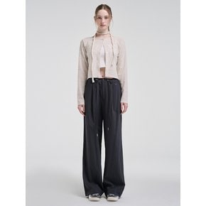 String Pintuck Nylon Pants, Charcoal