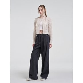 String Pintuck Nylon Pants, Charcoal