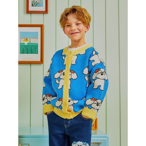 크림 올오버 남아 여아 유아 아동 스웨터 가디건