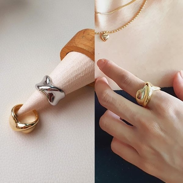 [옷자락] 여자 사계절 착용 유니크 볼드 페어링 반지
