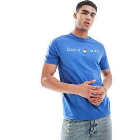 GANT 간트 쉴드 로고 프론트 프린트 티셔츠 인 미드 블루 9085733