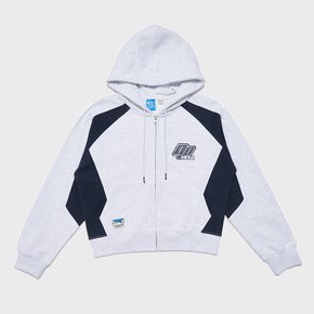 OCEAN Y2K RAGLAN SLEEVE SWEAT FULL ZIP HOODIE [LIGHT GRAY]