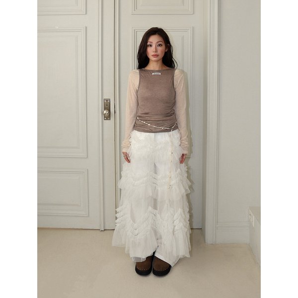 2WAY SHEER LAYERED TOP - LIGHT BEIGE