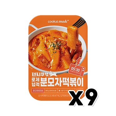  렌지쿠캣 로제 넙적 분모자떡볶이 간편조리 283g x 9개