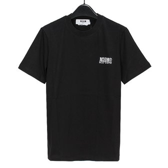 MSGM 여성 NEW WORLD MANAGEMENT 로고 반팔 티셔츠 3141MDM107 217798 99 BLACK [MGC067bk]