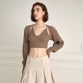 YY_Two-Piece shawl knit sweater set