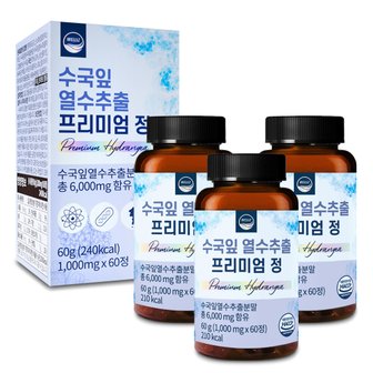 웰리즈 수국잎 열수추출 프리미엄정 1000mg x 60정 3개 6개월분