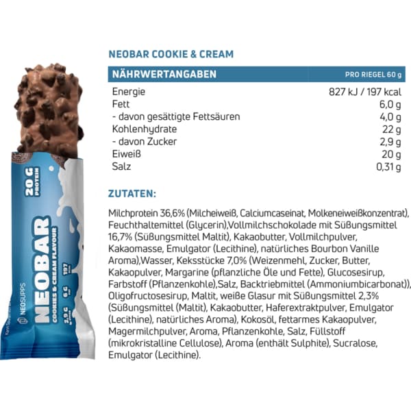 네오서프스 Neosupps 프로틴바 네오바 쿠키앤크림 60g