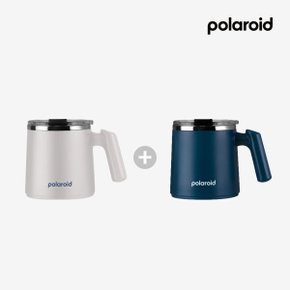 1+1 폴라로이드 그라피 스텐컵 400ml 손잡이 뚜껑 스테인리스 컵