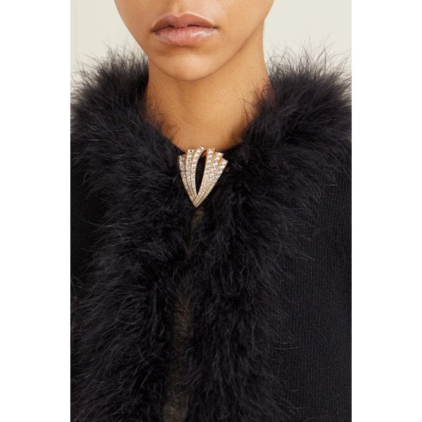 크리스탈 장식 골드톤 브로치 46376663162985035