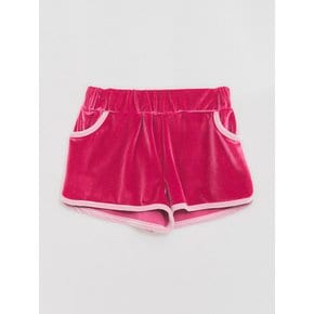 Raw Logo Velvet Hot pants Hot pink