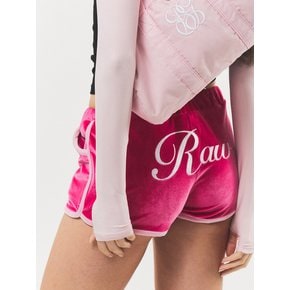 Raw Logo Velvet Hot pants Hot pink