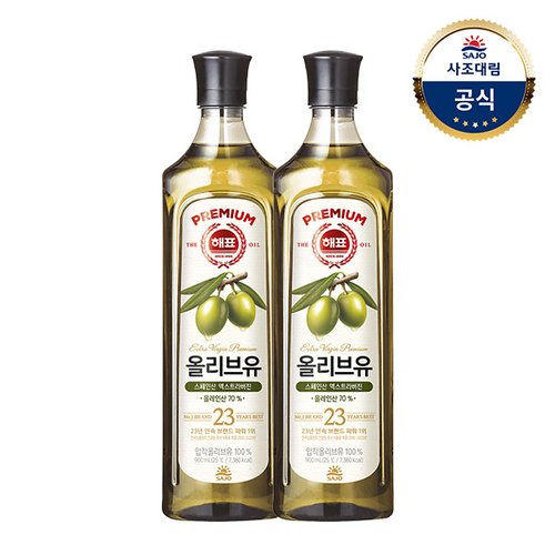 [사조]해표 압착 올리브유 900ml x2병