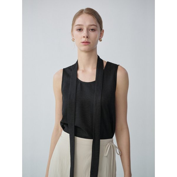 HAZEL Scarf Sleeveless Blouse (Black)