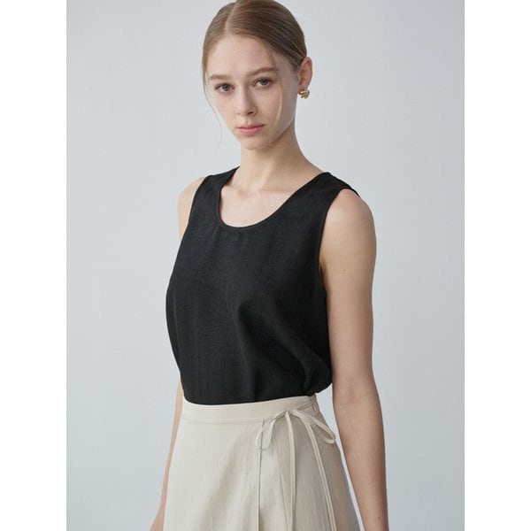 HAZEL Scarf Sleeveless Blouse (Black)