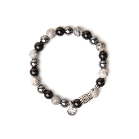 스칼렛또 블랙 SCB099 [써지컬스틸] Black and grey gemstone bracelet
