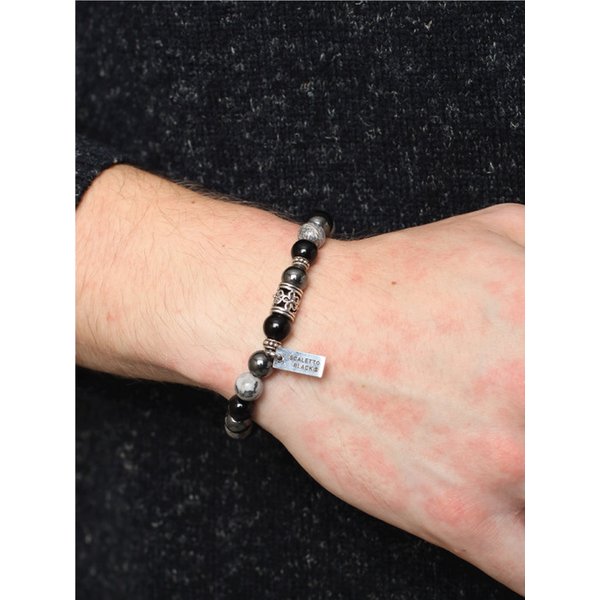 SCB099 [써지컬스틸] Black and grey gemstone bracelet