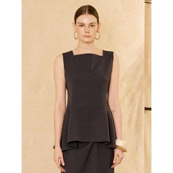 Sleeveless Peplum Top Charcoal