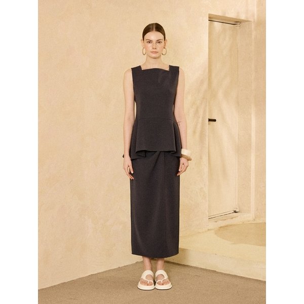 Sleeveless Peplum Top Charcoal