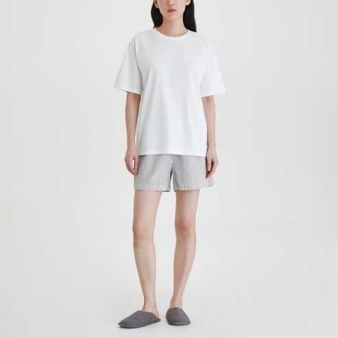 JAJU 25 S/S  JAJU  여 코튼 시어서커 3부 라운지 팬츠  J205202013