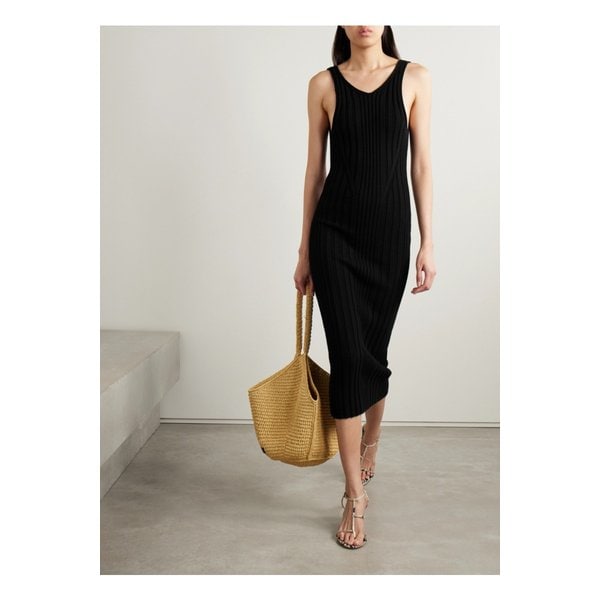 케이트 오틸리 골지 코튼 혼방 미디 드레스 블랙 1647597332754713