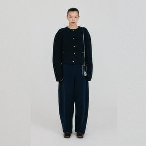 ZESTFUL Tapered Volume Knit Pants - Navy