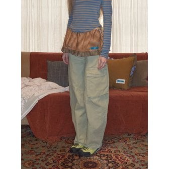 메종크렘 Check Frill layered skirt_ Mustard