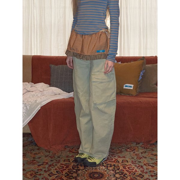 Check Frill layered skirt_ Mustard