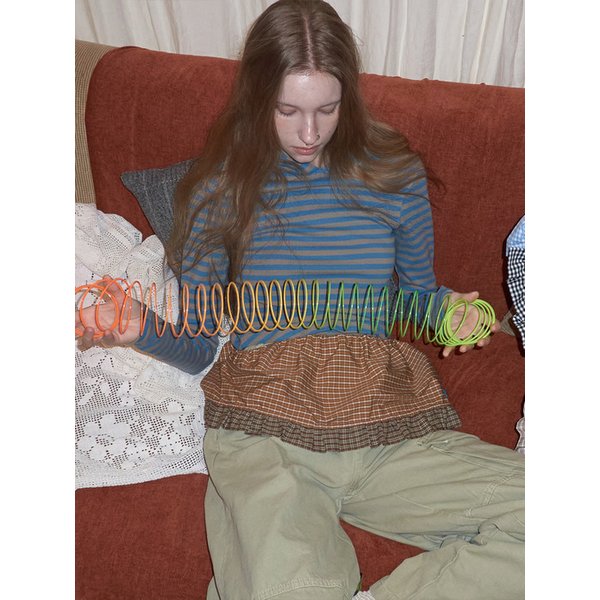 Check Frill layered skirt_ Mustard