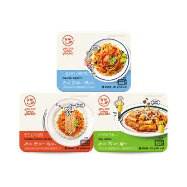 신세계푸드 YWE 유아왓유잇 원밀세트(나폴리탄스파게티 285g 1개+런천김치덮밥 265g 1개+라구라가토니 245g 1개)