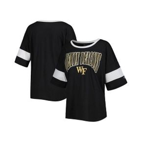 우먼 챔피온 블랙 Wake 포레스트 Demon Deacons 점보 Arch 스트라이프 Half-Sleeve 티셔츠 - 879