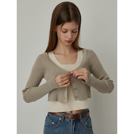 하이버넷 Layered Crop Knit - Oatmeal