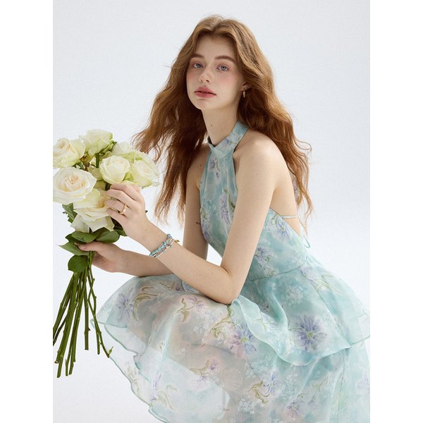 에메랄드 러플 미니원피스