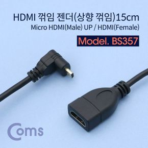 Coms HDMI 젠더Micro HDMI MHDMI F 상향 꺾임 15cm X ( 2매입 )