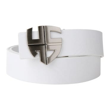 헨리스튜어트 이니셜 엠블럼 천연소가죽 골프벨트 화이트_실버 HENRYSTUAR_initial belt