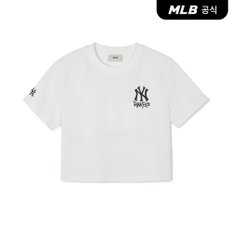 [코리아공식] 여성 베이직 스몰로고 크롭 반팔 티셔츠 NY (White)