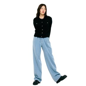 BUCKLE PIN TUCK DENIM WIDE PANTS (LEBSSPT5008)