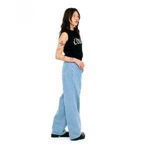 BUCKLE PIN TUCK DENIM WIDE PANTS (LEBSSPT5008)