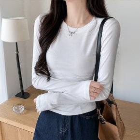 여성 3컬러 무지 라운드넥 슬림 티셔츠 LKT216_P438547895