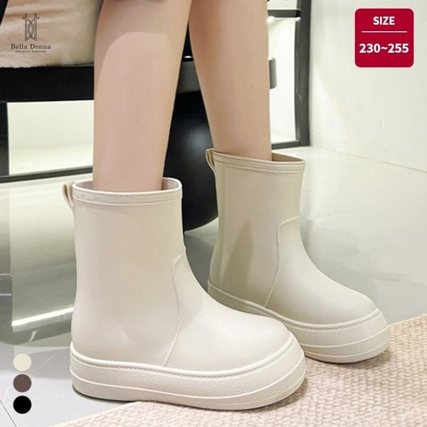 벨라도나 여성 2.5cm굽 심플 미들탑 레인부츠 3컬러 장화 방수화 고무장화