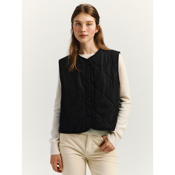 물결 퀼팅 베스트(MAFDVT02NBK)