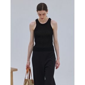 SQUARE RIBBED TANK TOP (BLACK)