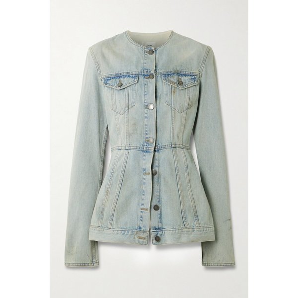하이쿠레 템플 디스트레스드 데님 페플럼 재킷 라이트 데님 46376663163048509