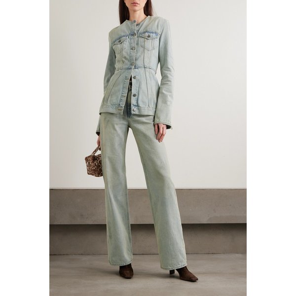 하이쿠레 템플 디스트레스드 데님 페플럼 재킷 라이트 데님 46376663163048509