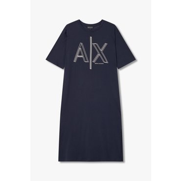 ARMANI EXCHANGE 여성 라인 로고 크루넥 드레스A424121008네이비