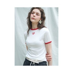 Heart Ringer Short Sleeve T-shirt  Red