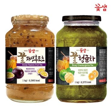  꽃샘 꿀패션후르츠차 1KG +꿀청귤차 1KG (과일청)