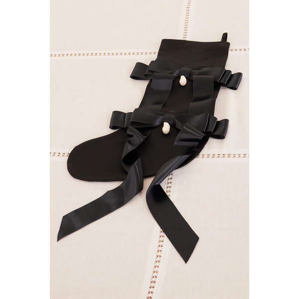 고하 월드 리본과 인조 진주 장식 새틴 홀리데이 스타킹 46376663163028063